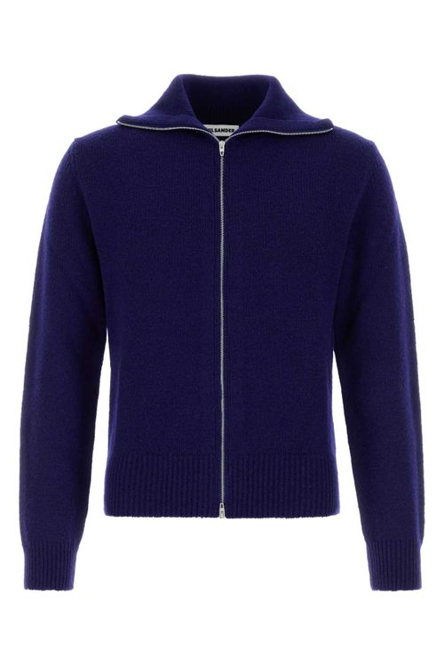 Blue Wool Blend Cardigan