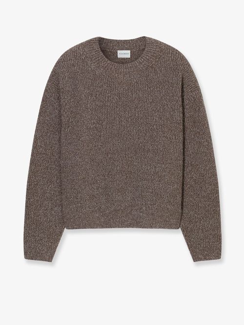 Braided Wool-Blend Knit Sweater — Gray