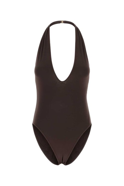 Viscose-Elastane Bodysuit — Brown