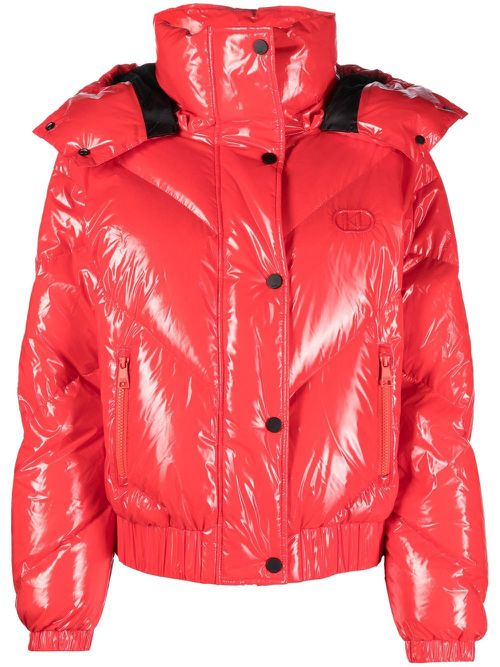 Padded funnel neck jacket - Red