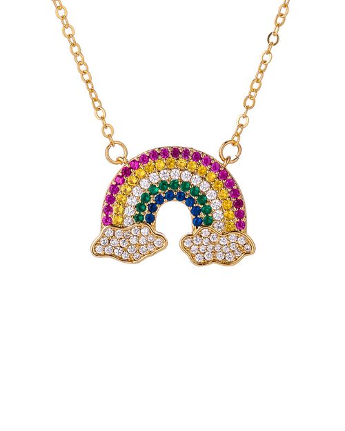 Fly Me Over The Rainbow CZ Crystal Pendant Necklace
