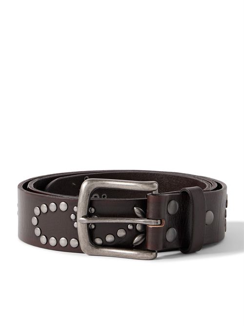 3.5cm Studded Leather Belt