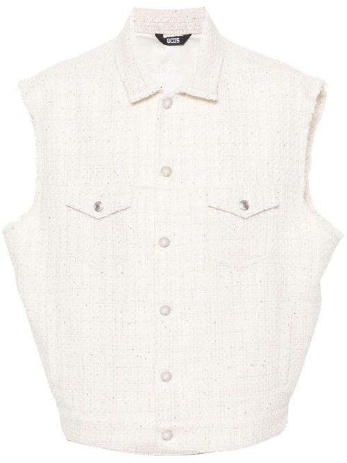 GCDS sequin-embellished tweed gilet - Neutrals