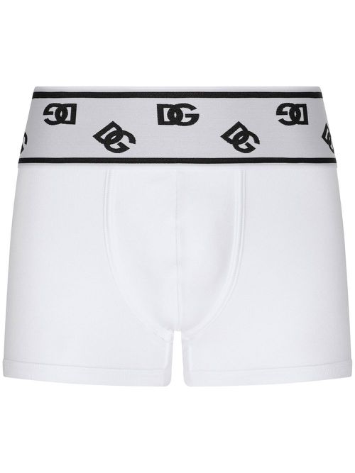 Logo-waist cotton boxer briefs - White