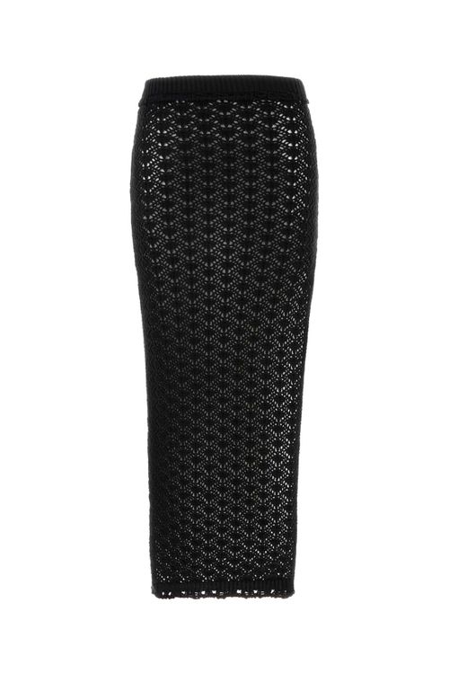 Openwork Knit Skirt — Black