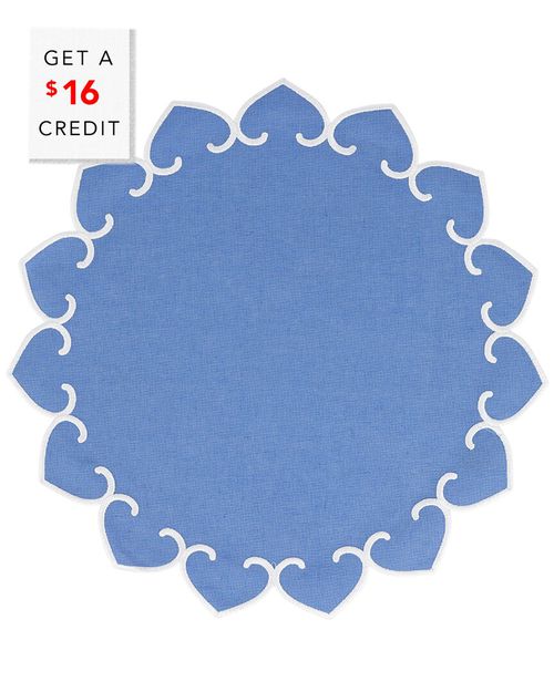 Tessuti Cornflower Blue Round Placemats With White Stitching - Set Of 4 With $16 Credit