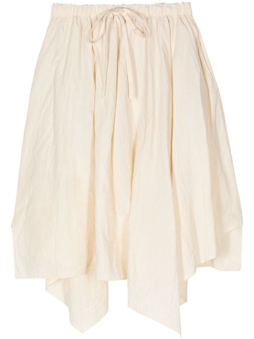 Drawstring-waist pleated skirt - White