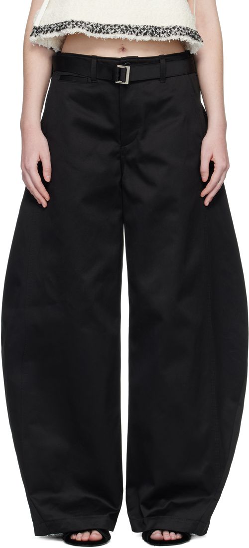 Black Cotton Chino Trousers
