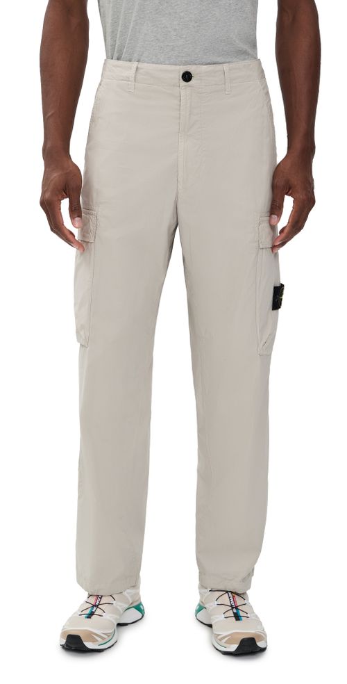 Lightweight Stretch Cotton Cargo Trousers Pearl Grey
