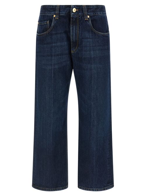 Stone-Washed Cotton Jeans — Blue