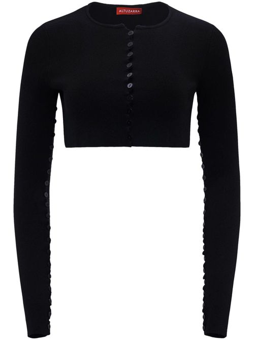 Haruni scallop-edge knitted top - Black