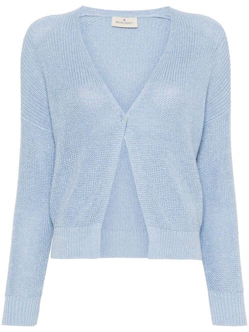 Metallic-threading open-knit cardigan - Blue