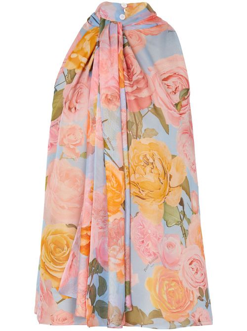 Tie-neck floral-print blouse - Blue