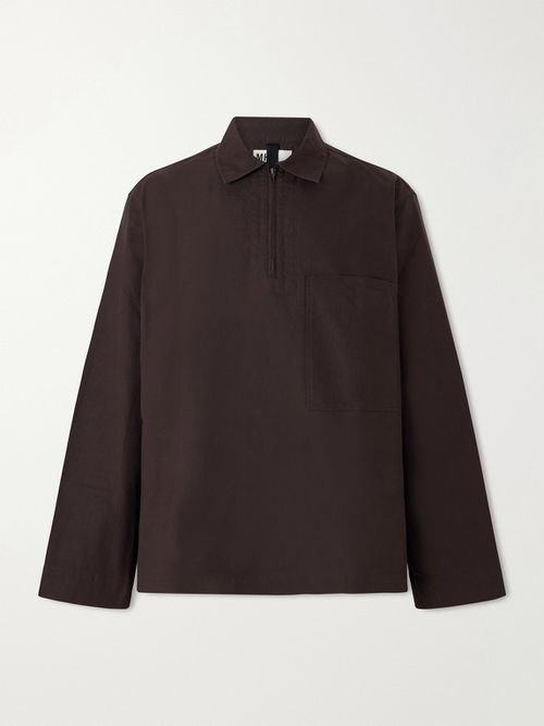 Half Zip-Up Cotton Shirt