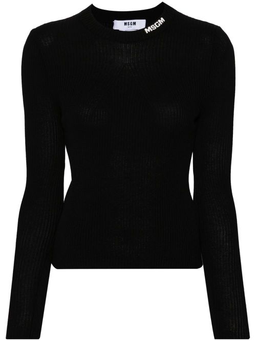 Intarsia-logo sweater - Black