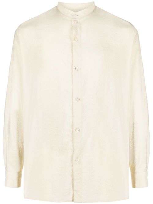 Band-collar silk-blend shirt - Neutrals