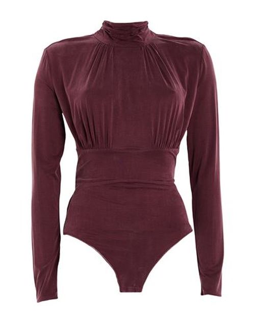 Woman Bodysuit Burgundy Size 10 Cupro, Elastane