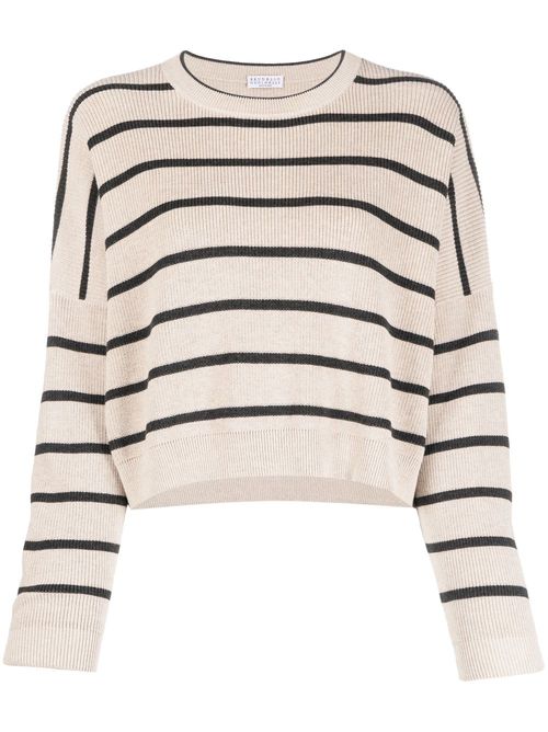 Striped cotton jumper - CNE90 BEIGE