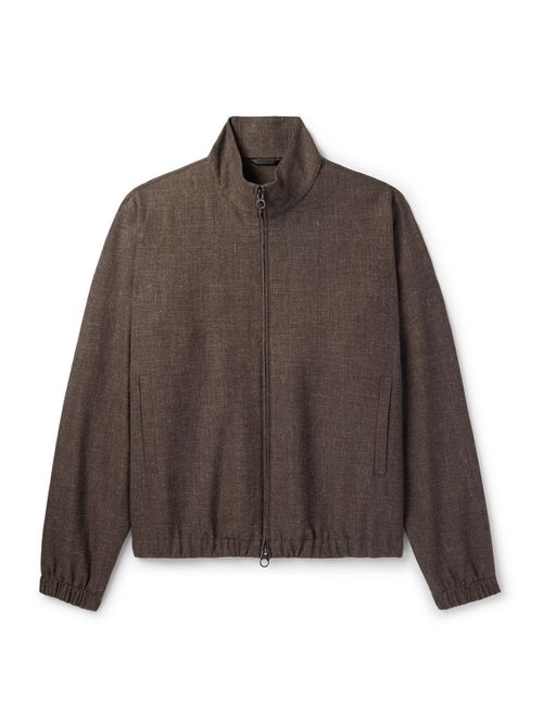 Linen and Wool-Blend Canvas Bomber Jacket