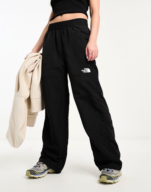 Easy nylon baggy pants in black