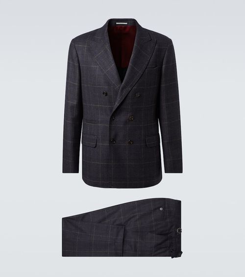 Checked cashmere and wool suit
