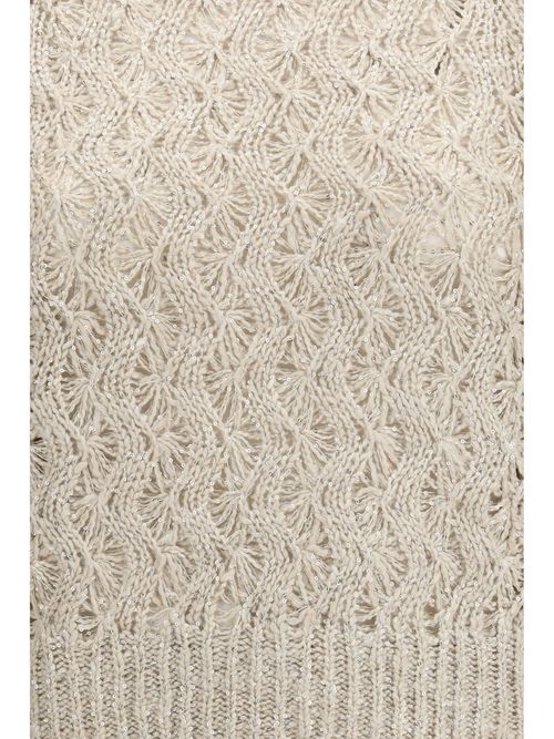 Open-Knit Silk Blend Sweater — Beige