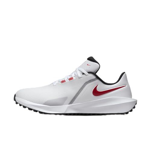 Nike Infinity G NN Golf Shoes (FN0555-101, White/Pure Platinum/Black/University Red)