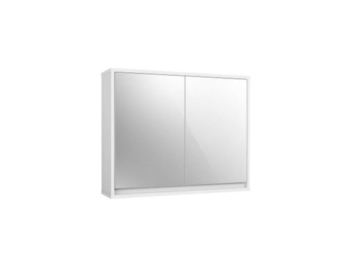 Bathroom Mirrored Medicine Cabinet, 2-Door Wall Mount - White