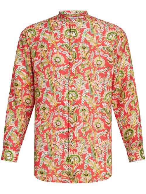 Floral-print button-up shirt - Red