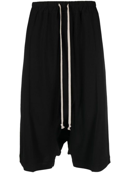 Drop-crotch drawstring shorts - Black