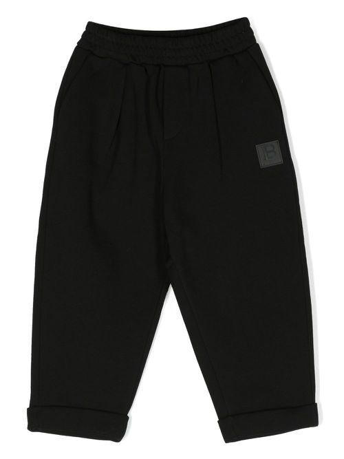 Logo-patch elasticated trousers - Black