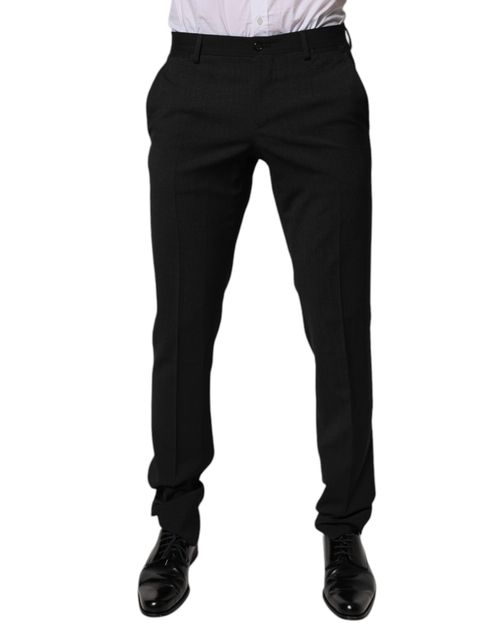 Wool-Blend Tapered Formal Trousers — Black