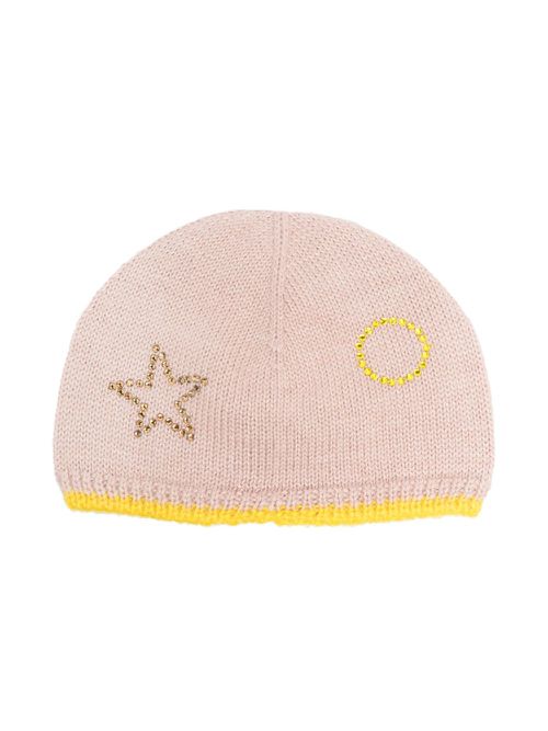 Rhinestone-embellished knitted hat - Pink
