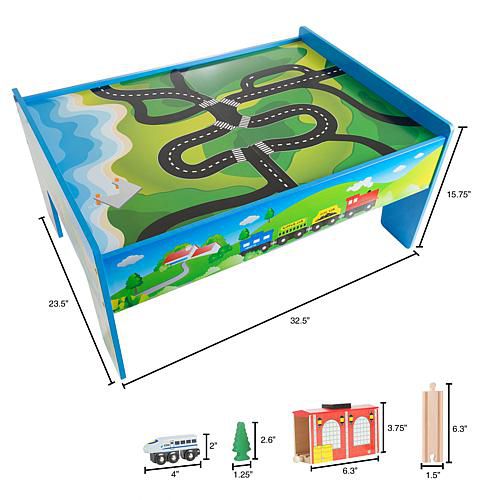 Wooden Train Set Table for Kids by Hey