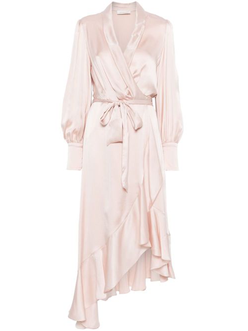 Wrap silk midi dress - Pink