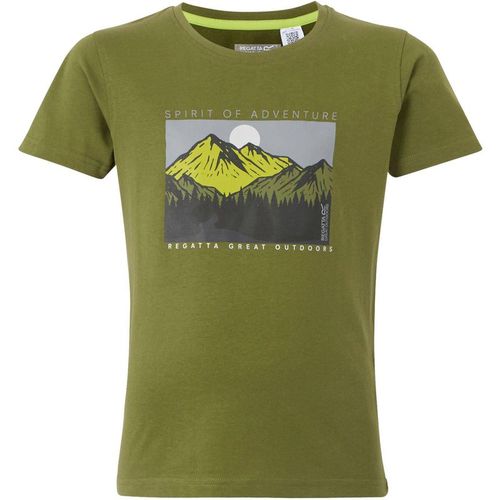 Regatta Kids Unisex Childrens/Kids Bosley VIII Mountain T-Shirt Nephrite Green - Dark Green Cotton - 7-8Y