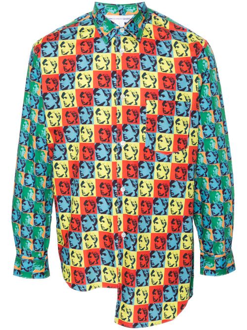 Andy Warhol-print asymmetric shirt - Blue