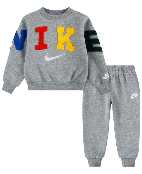Boys' 4-7 Fleece Crew Sweatshirt and Joggers, 2-Piece Set - Dark Heather Gray