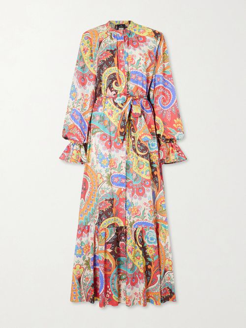 Belted Opaisley-print Cotton-voile Maxi Shirt Dress - Multi