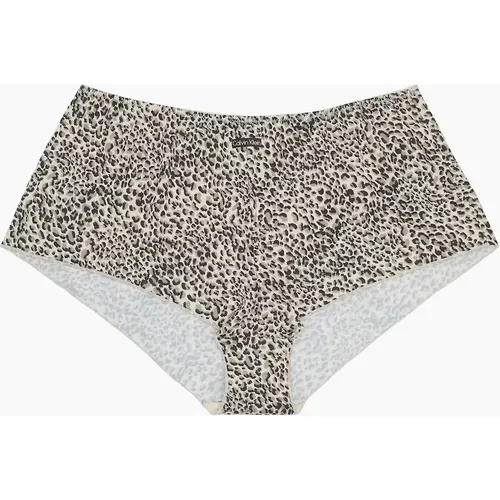 Calvin Klein Women's Signature Satin Boy Short, Animal Print - Brown