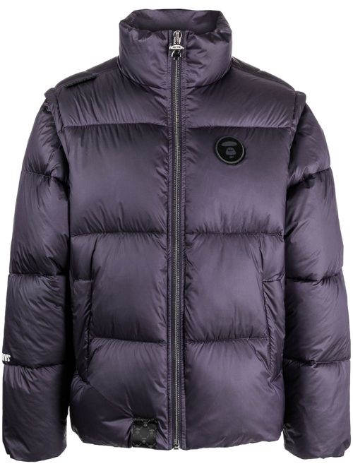 Logo-appliqué puffer jacket - Purple