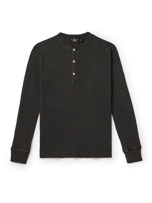 Slim-Fit Textured-Cotton Henley T-Shirt