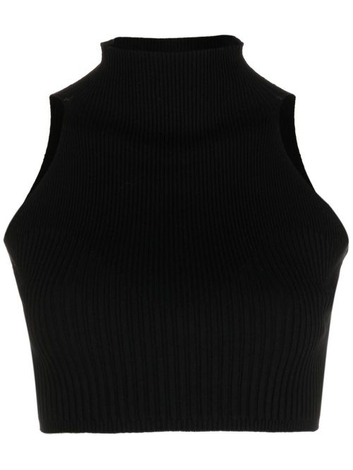 Cropped high-neck top - Black