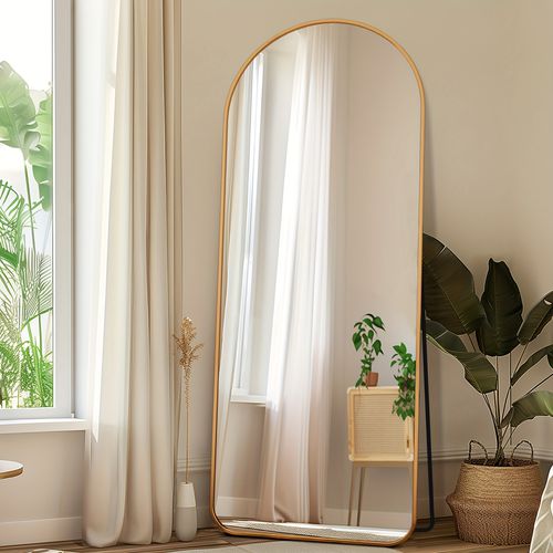 TEMU Full Length Mirror, 58"x18" Arch Floor Mirror, Floor Standing Mirror Freestanding Arch Full Body Mirrors With Stand For Bedroom, Hanging Mounted