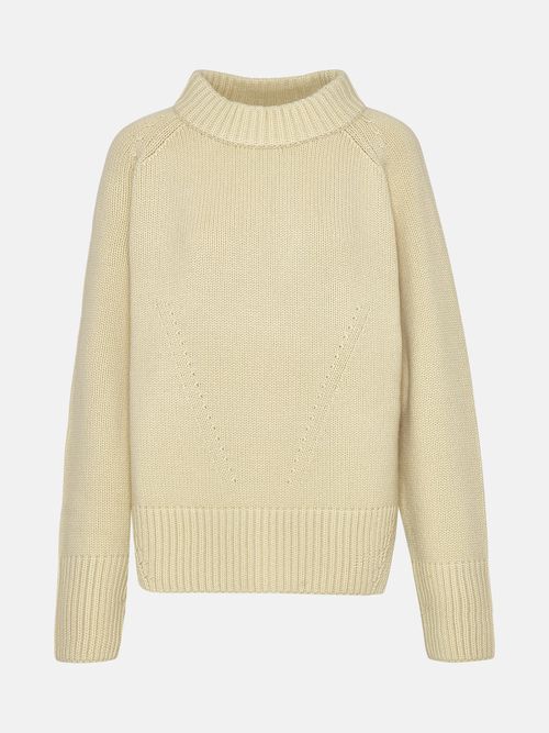 Cream-Colored Cashmere Pat Sweater