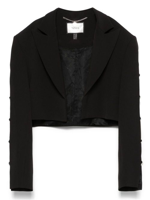 Crystal-embellished cropped blazer - Black
