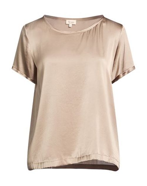 Woman Top Khaki Size L Silk, Elastane