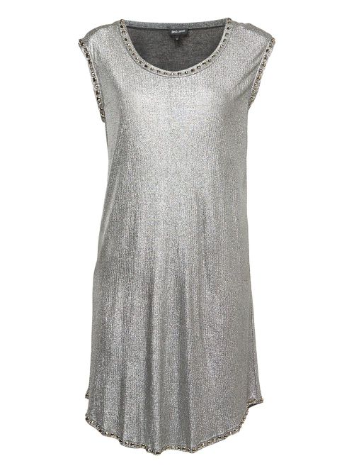 Metallic-effect midi dress - Silver