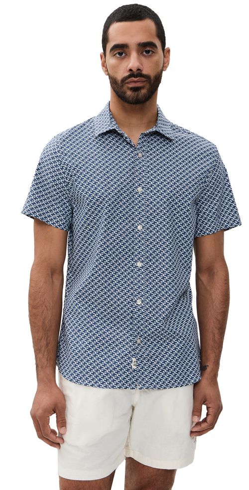 Fair Harbor The Short Sleeve Windward Shirt Navy Geo