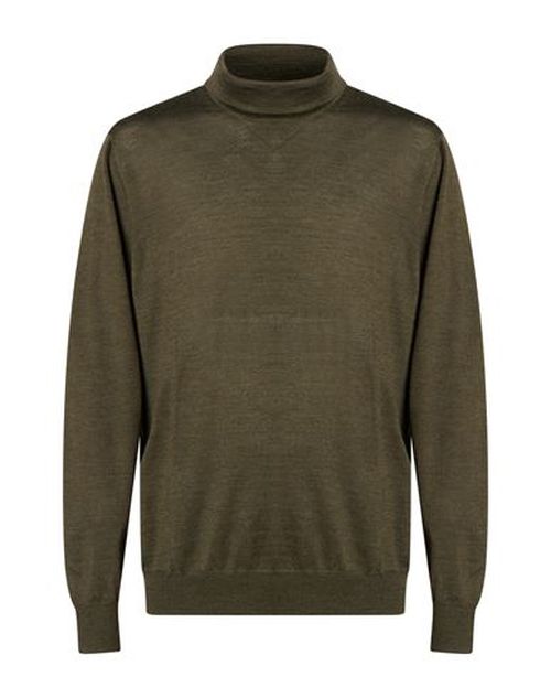 Man Turtleneck Dark green Size 36 Wool